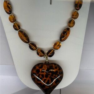 Leopard Heart Pendant Necklace